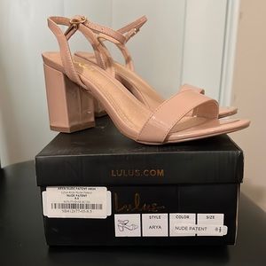 Lulus Arya Light Nude Patent High Heel Sandals, Size 8.5, Nude